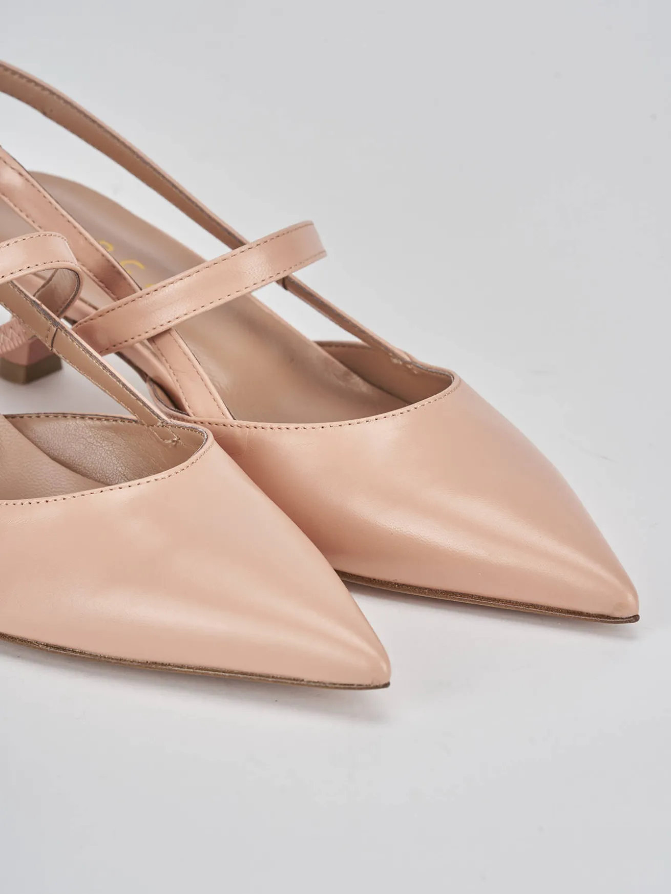 Slingback tacco 5cm pelle rosa
