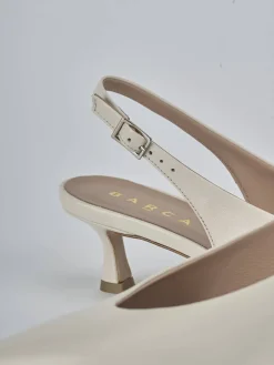 Slingback tacco 5cm pelle beige