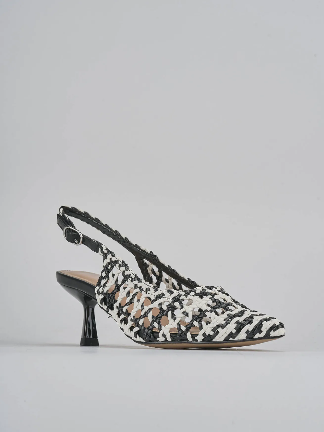 Slingback tacco 6cm pelle nero