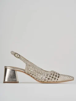 Slingback tacco 5cm pelle oro