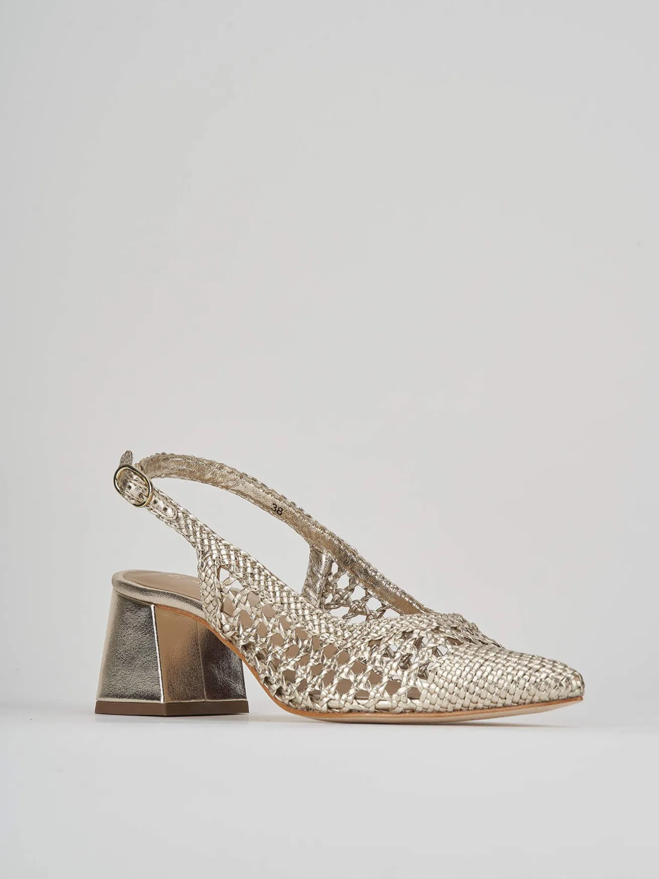 Slingback tacco 5cm pelle oro