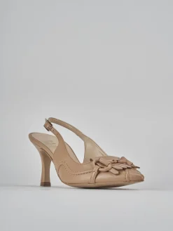 Slingback tacco 7cm pelle beige