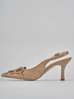 Slingback tacco 7cm pelle beige