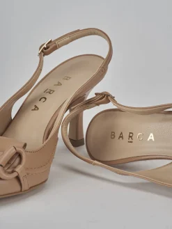 Slingback tacco 7cm pelle beige