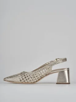Slingback tacco 5cm pelle oro