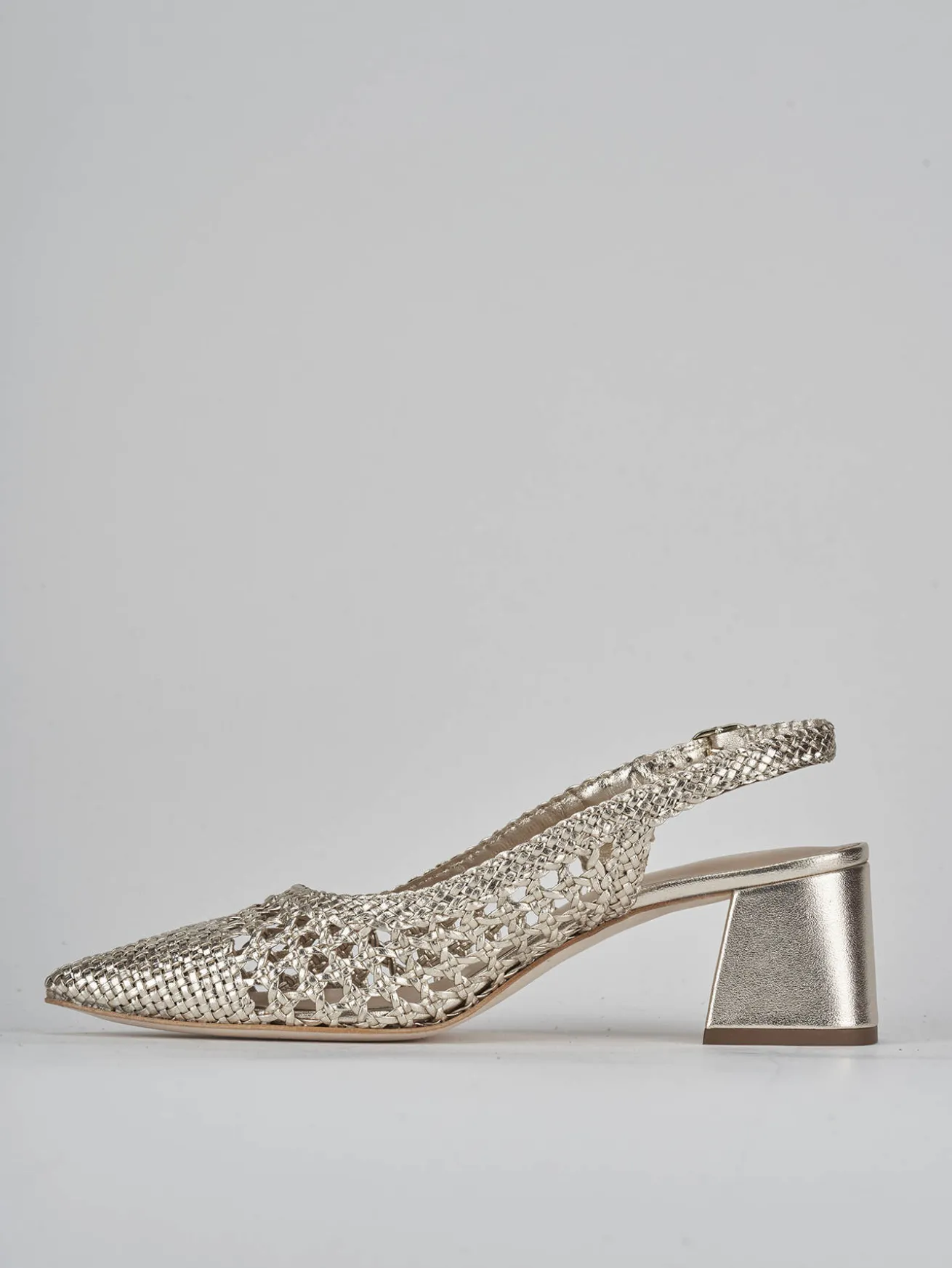 Slingback tacco 5cm pelle oro