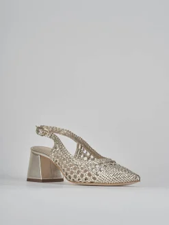 Slingback tacco 5cm pelle oro