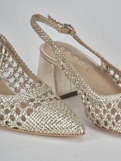 Slingback tacco 5cm pelle oro