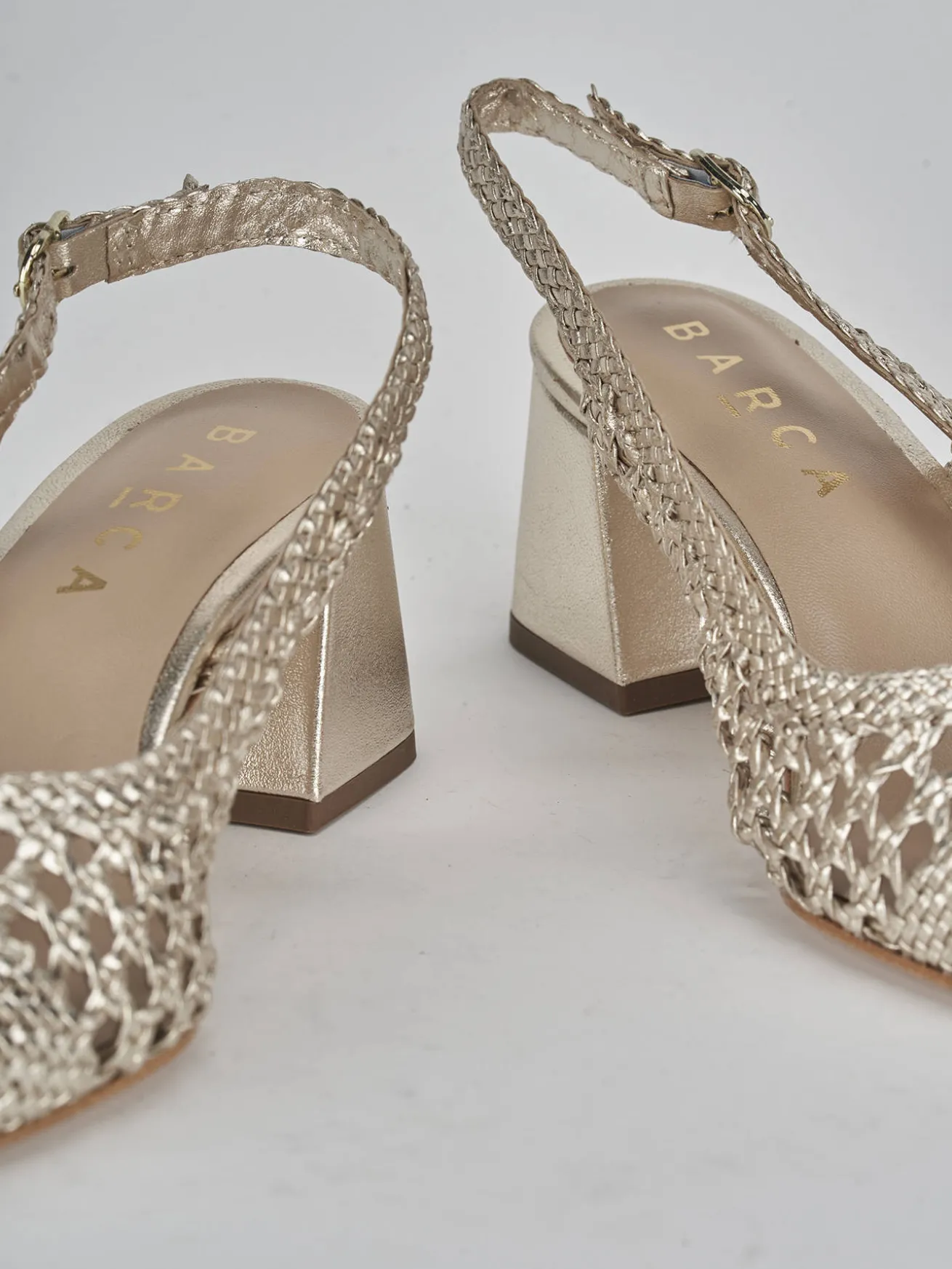 Slingback tacco 5cm pelle oro