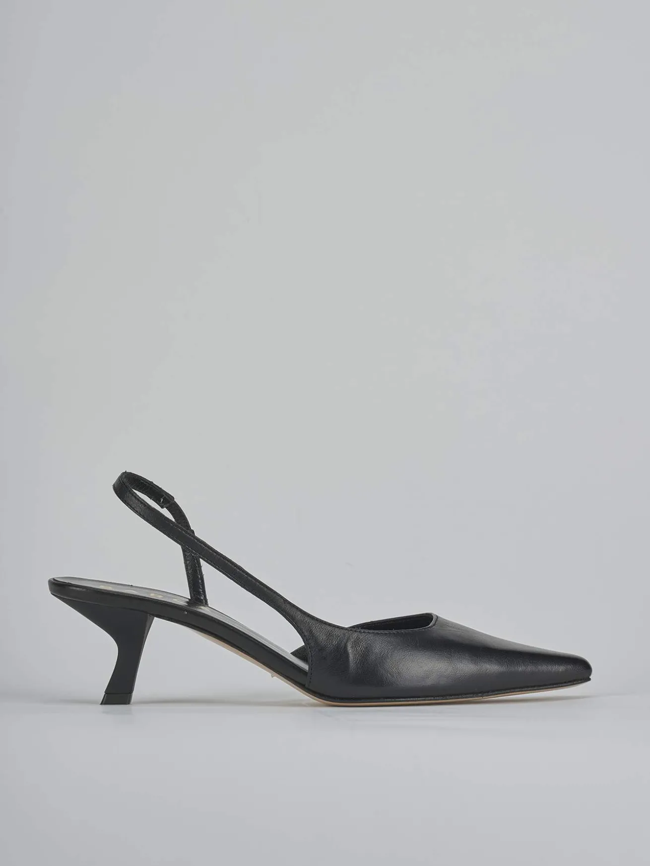 Slingback tacco 5cm pelle nero