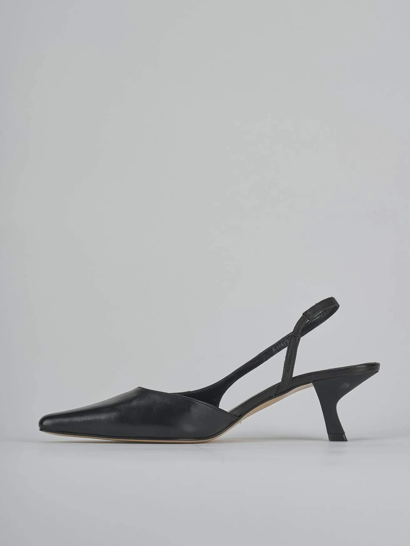 Slingback tacco 5cm pelle nero