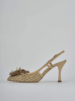 Slingback tacco 8cm pelle marrone