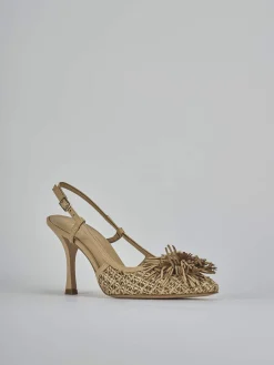 Slingback tacco 8cm pelle marrone