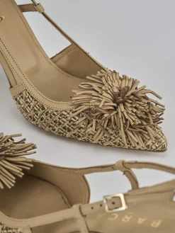 Slingback tacco 8cm pelle marrone