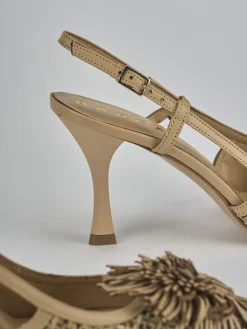 Slingback tacco 8cm pelle marrone