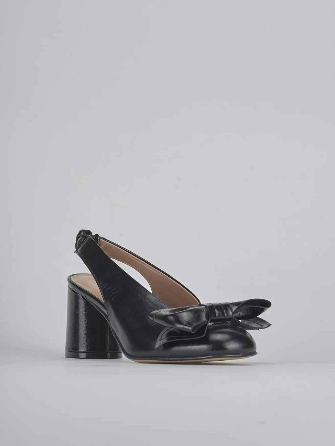 Slingback tacco 8cm pelle nero