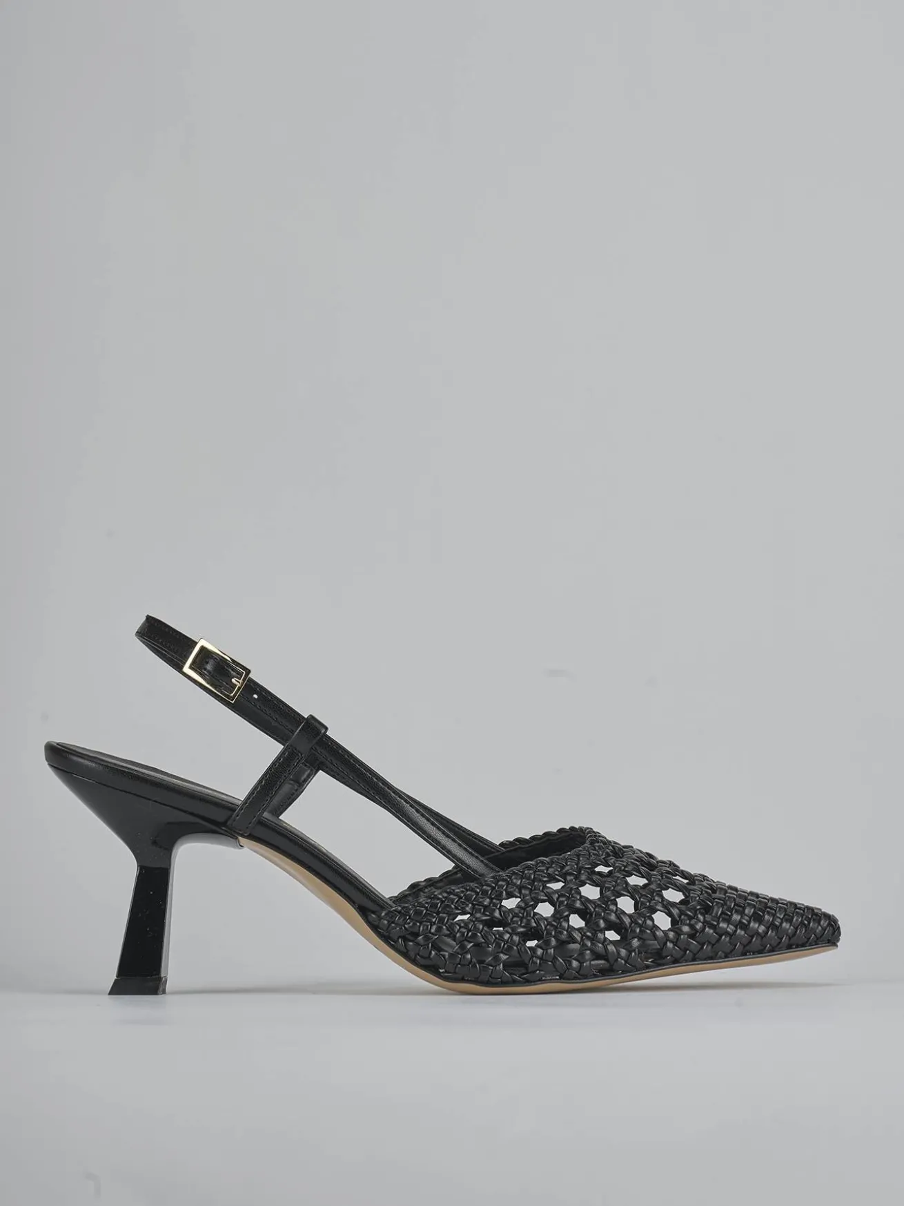 Slingback tacco 7cm pelle nero