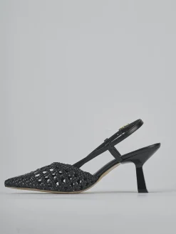 Slingback tacco 7cm pelle nero