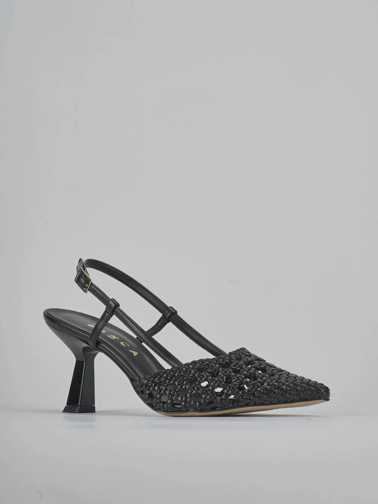Slingback tacco 7cm pelle nero
