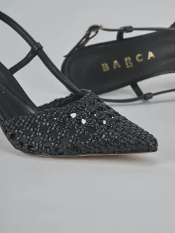 Slingback tacco 7cm pelle nero