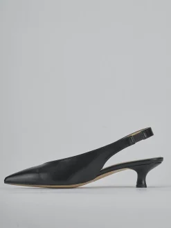Slingback tacco 4cm pelle nero