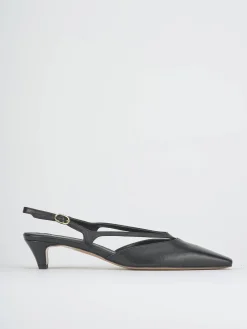 Slingback tacco 4cm pelle nero