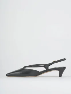 Slingback tacco 4cm pelle nero