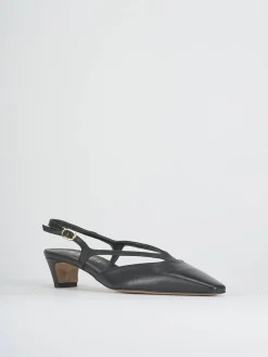 Slingback tacco 4cm pelle nero