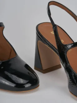 Slingback tacco 7cm pelle nero