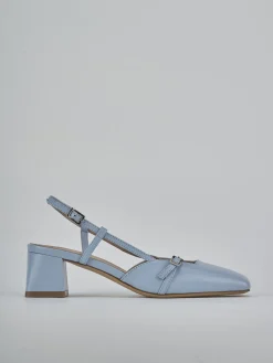 Slingback tacco 5cm pelle azzurro