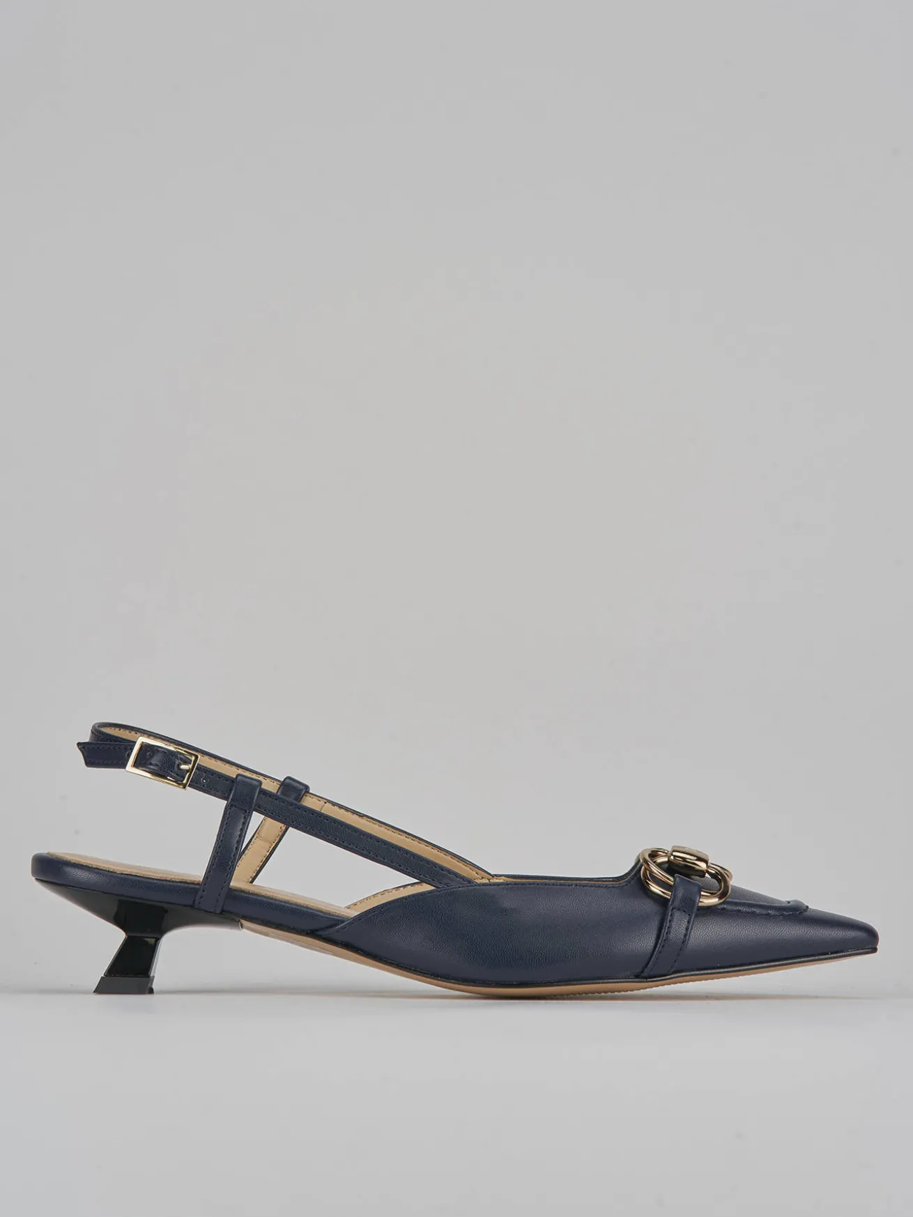 Slingback tacco 3cm pelle blu