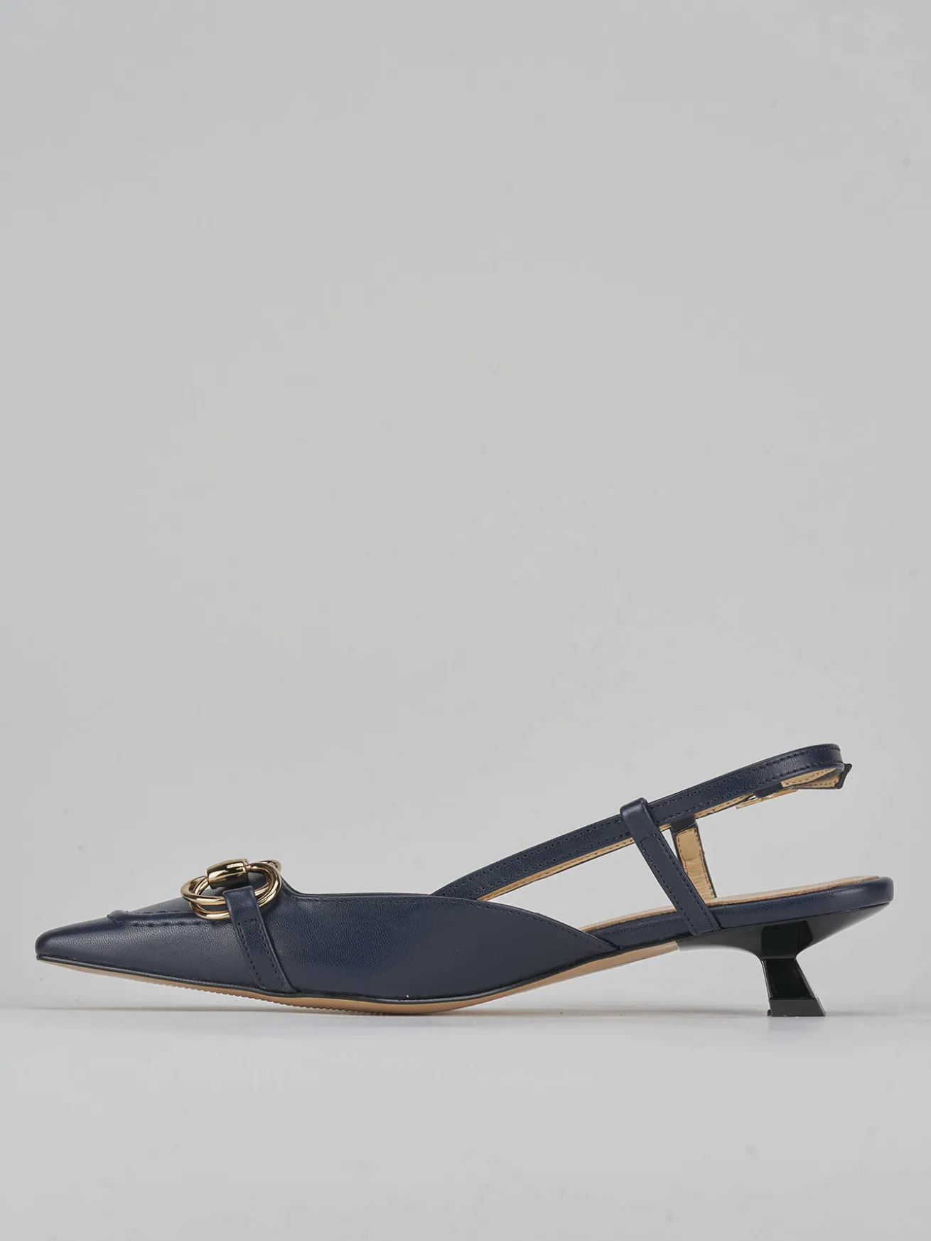Slingback tacco 3cm pelle blu