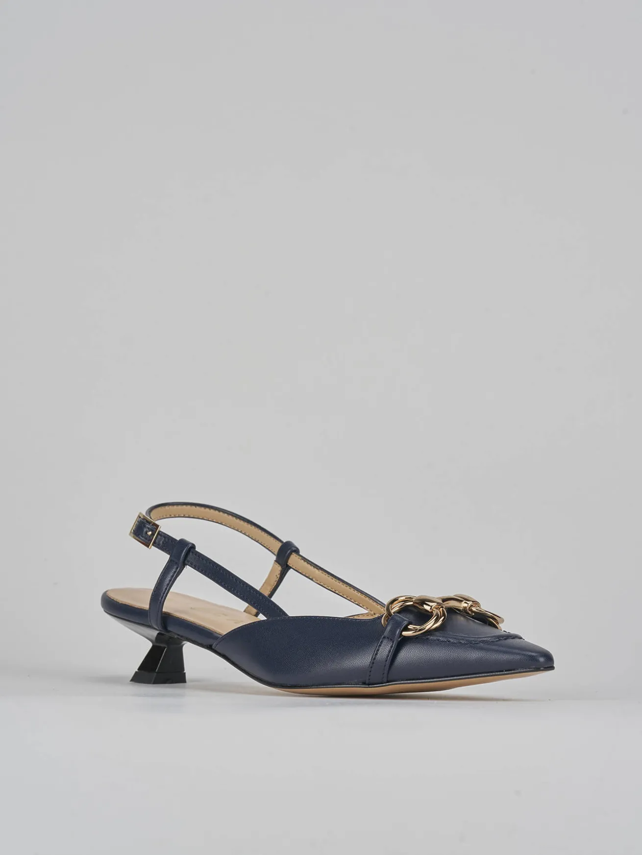 Slingback tacco 3cm pelle blu