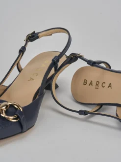 Slingback tacco 3cm pelle blu