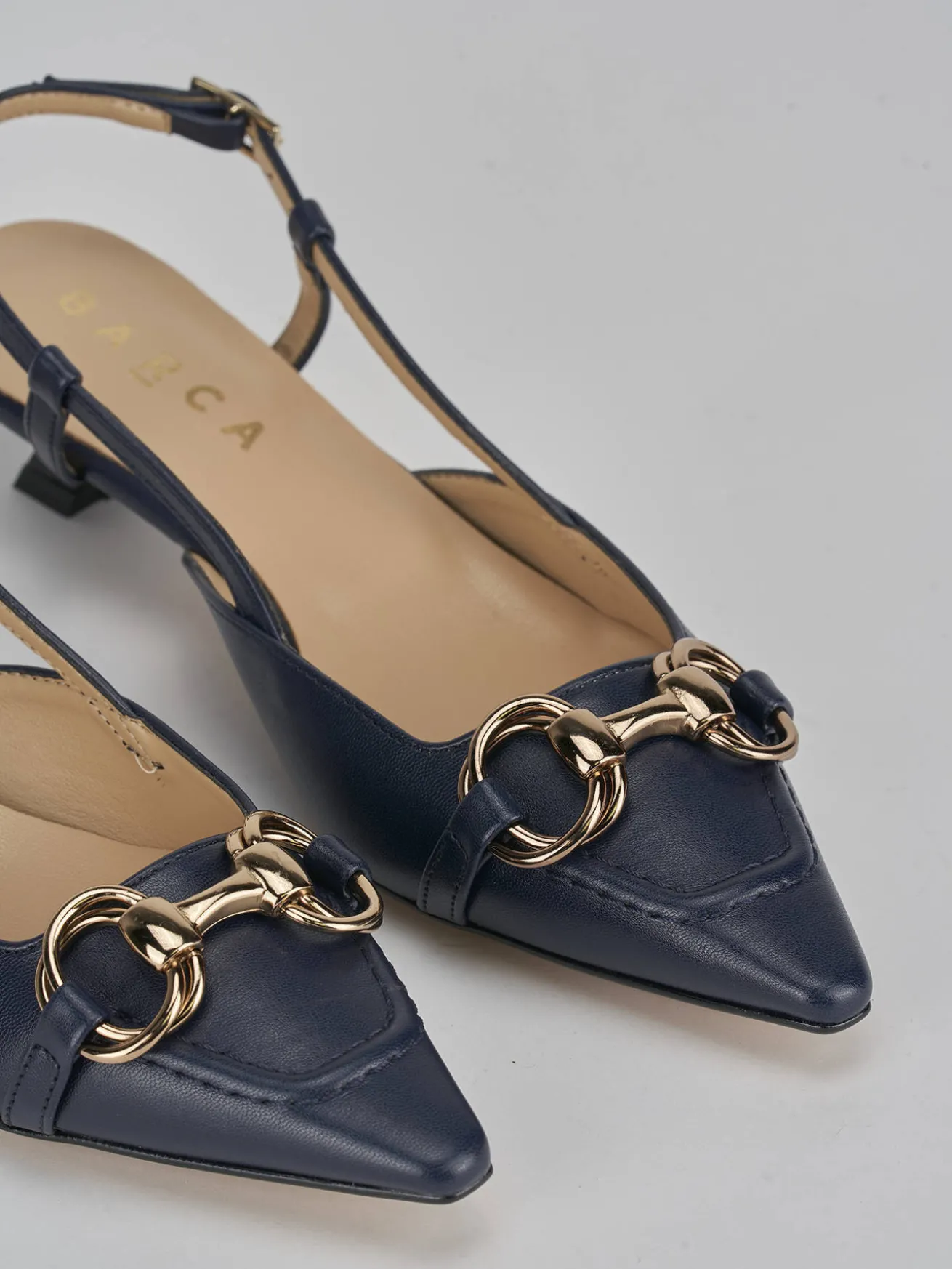 Slingback tacco 3cm pelle blu