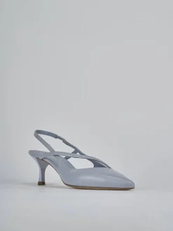 Slingback tacco 5cm pelle azzurro