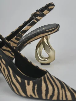 Slingback tacco 6cm pelle multicolor