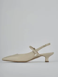 Slingback tacco 4cm pelle beige