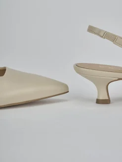 Slingback tacco 4cm pelle beige