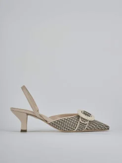 Slingback tacco 6cm pelle marrone