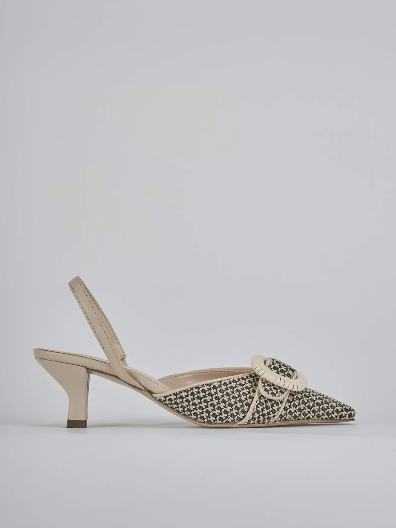 Slingback tacco 6cm pelle marrone