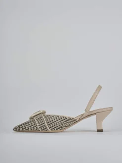 Slingback tacco 6cm pelle marrone