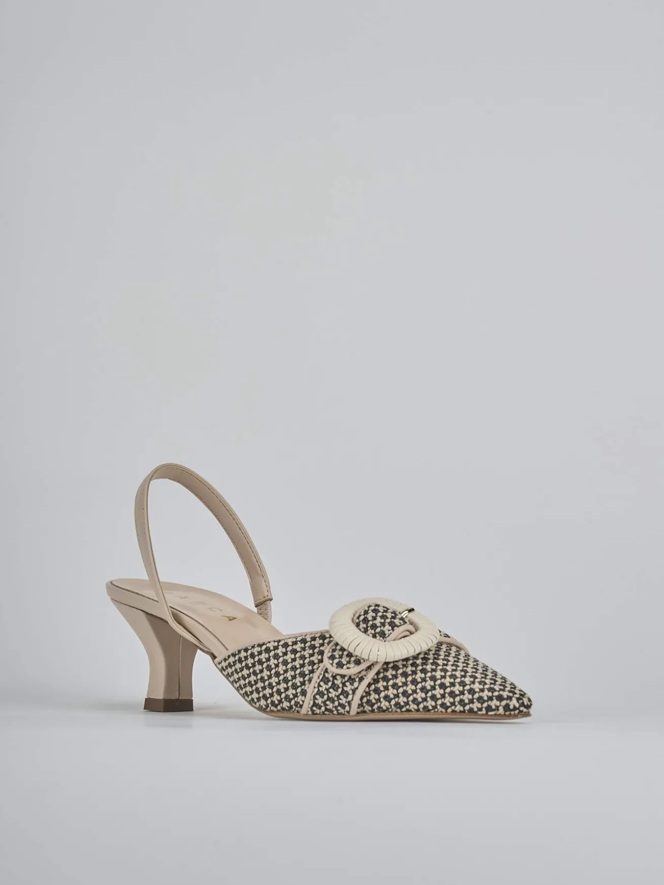 Slingback tacco 6cm pelle marrone