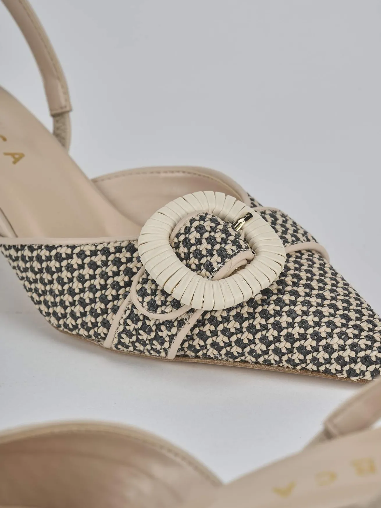 Slingback tacco 6cm pelle marrone