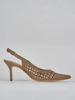 Slingback tacco 7cm pelle marrone