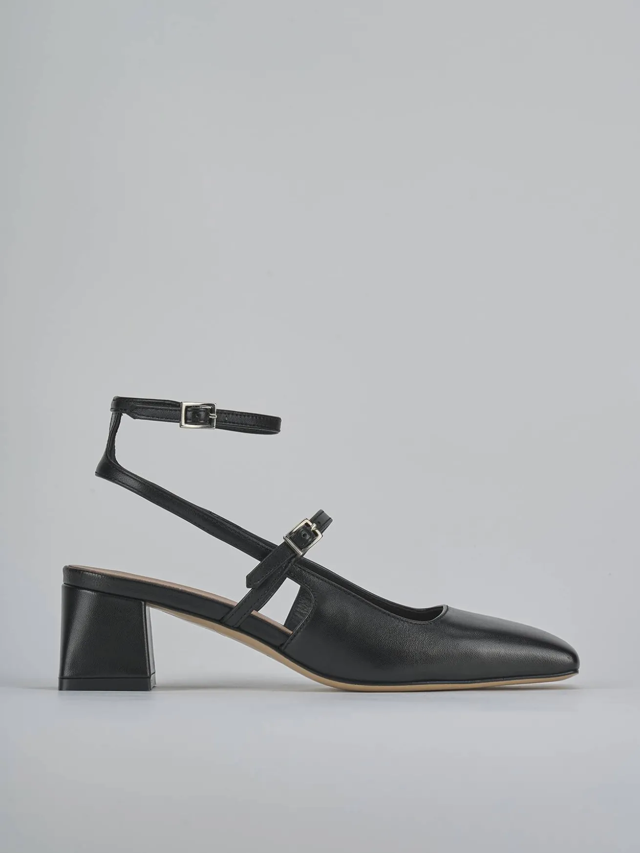Slingback tacco 5cm pelle nero