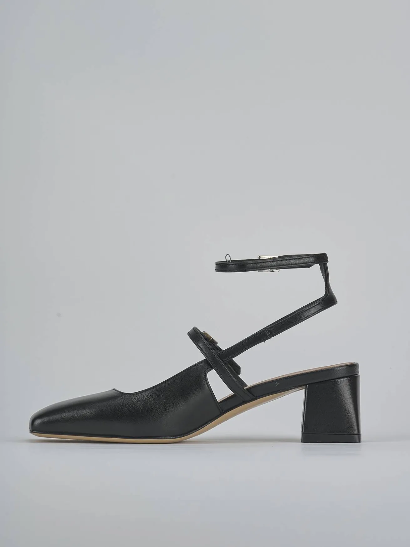 Slingback tacco 5cm pelle nero