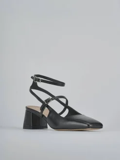 Slingback tacco 5cm pelle nero