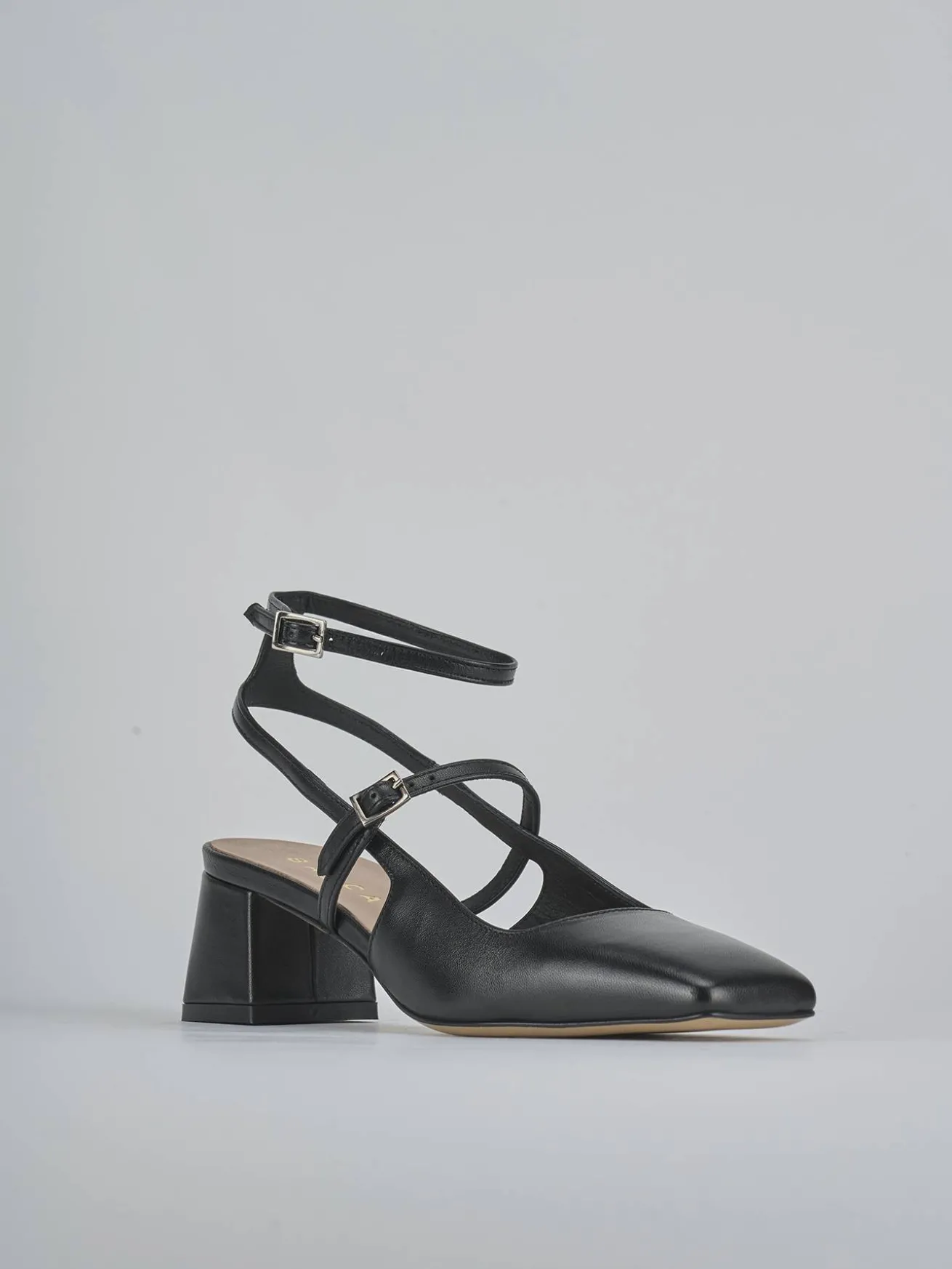Slingback tacco 5cm pelle nero
