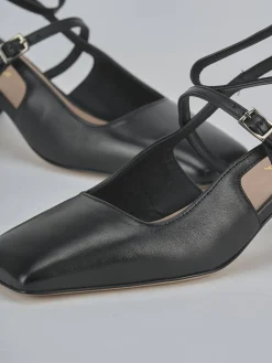 Slingback tacco 5cm pelle nero